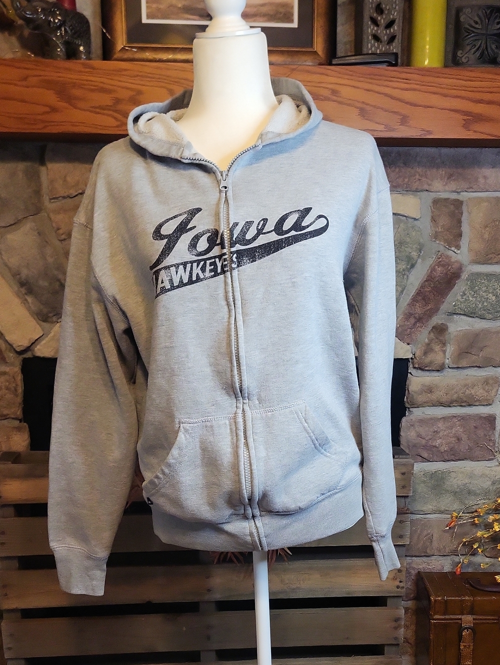 Iowa Hawkeyes Gray Zip-Up Hoodie